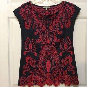 Anthropologie Beth Bowley Embroidered Boho Tunic Top